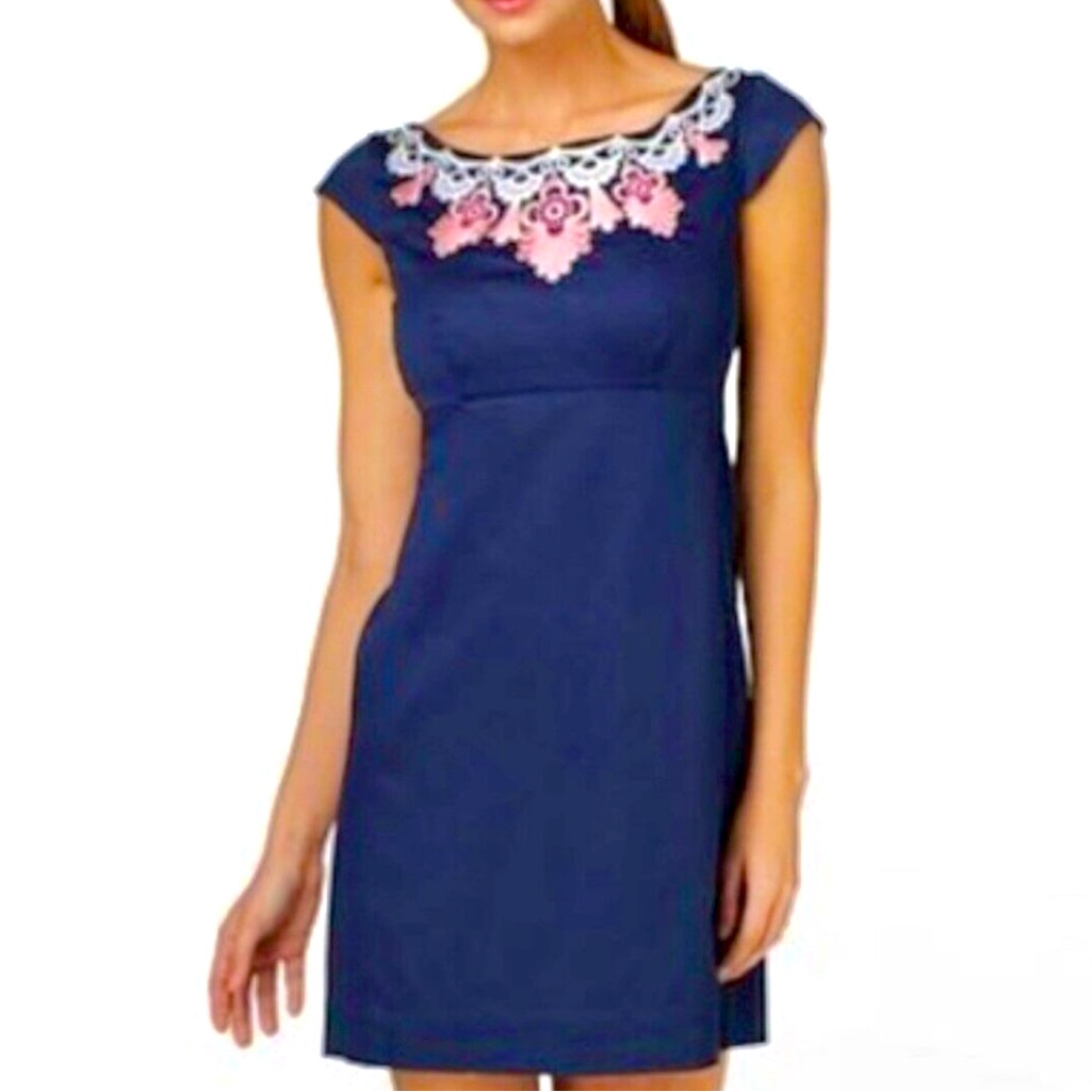 Lilly Pulitzer Allura Navy Blue Embroidered Dress